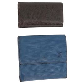 Portafoglio in pelle Monogram Epi LOUIS VUITTON 2 pezzi Blu LV Auth BA11426