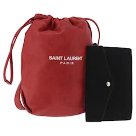 SAINT LAURENT Borsa a Spalla Teddy Small in Pelle Rossa Argento Auth 167159A - Saint Laurent