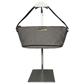 Mini borsa a mano vintage Gucci in pelle / tela grigia nera