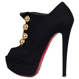 Botines de cuña abiertas de textil negro Christian Louboutin Talla 36 Usados