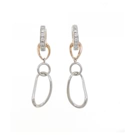 Orecchini Two Tone 2way in Diamante e Zaffiro Au750 - Autre Marque
