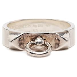 Ring Hermès Bague en Corozo Hermes Métal Argenté Vert ref.1627138