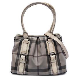 Burberry Northfield Satchel aus beschichtetem Canvas mit grauem Smoke-Check