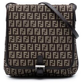 Borsa a tracolla in tela Zucchino marrone Fendi