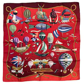 Hermès: "Les Folies Du Ciel" Foulard in Twill di Seta. 90 cm Ottime Condizioni