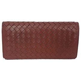 Clutch portafoglio lungo in nappa intrecciato marrone Bottega Veneta