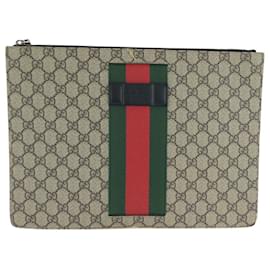 Clutch in tela GG Supreme in pelle Gucci