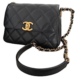 Borsa Chanel Mini Flan Nera in Pelle
