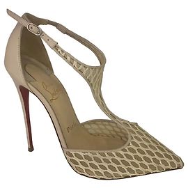 Décolleté Christian Louboutin Salonu in pelle e mesh Eggshell