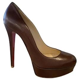 Christian Louboutin Bianca Plateau-Absätze braunes Leder Größe 39
