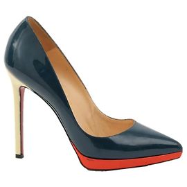 Décolleté Christian Louboutin Navy Neon in pelle verniciata