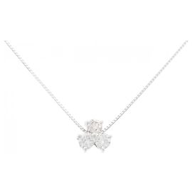 Autre Marque Dreistein-Diamant-Halskette aus Au750 Weißgold