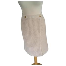 Falda envolvente Chanel beige mohair seda lana