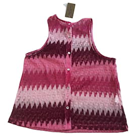 Autre Marque Top de encaje rosa y burdeos