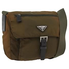 Borsa a Spalla PRADA Nylon Khaki Argento Autentica 174613 - Prada