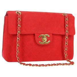 CHANEL Grande Borsa a Spalla Matelassé 35 in Tela Oro Rosso CC Auth BAZ742V
