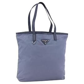 PRADA Tote Bag aus Nylon und Leder hellblau silber authentisch 174547 - Prada
