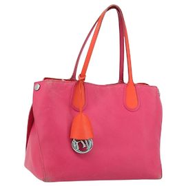 Borsa Tote in pelle rosa argento Christian Dior Auth BAZ635A