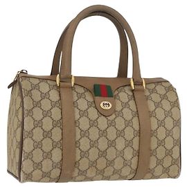 Borsa Boston in PVC beige e oro della linea Sherry GG Supreme di GUCCI 40 02 006 Auth BAZ553