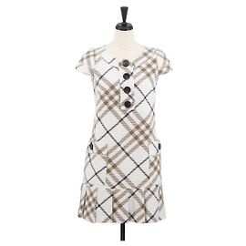 Camisa sin mangas de algodón con estampado Nova Check de BURBERRY blanca Auth BAZ832A