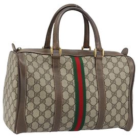 Borsa Boston in PVC beige GG Supreme Web Sherry Line di GUCCI 02 98 8 0468 Auth BAZ555