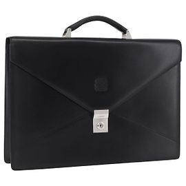 Borsa da lavoro LOEWE in pelle nera e argento Auth BAZ175