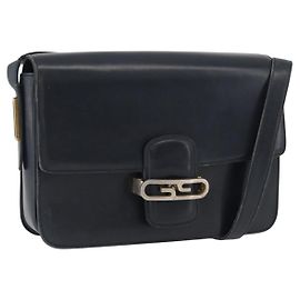 Gucci Borsa a Spalla in Pelle Blu Navy Oro Auth YKZ288