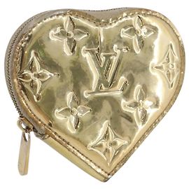 LOUIS VUITTON Espejo Monedero Corazón Bolsa Dorada M93567 LV Auth BA11456