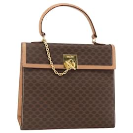Céline Borsa a mano in tela Macadam CELINE in pelle PVC marrone e oro Auth BAZ721A