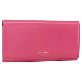 Portafoglio in pelle rosa SAINT LAURENT Auth BA11840A