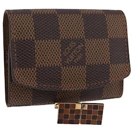 LOUIS VUITTON Maniche e Custodia per Maniche Damier Ebano Oro LV Auth 167199A