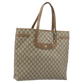 GUCCI GG Supreme Tote Bag PVC Beige Gold 39 02 061 Auth BAZ223
