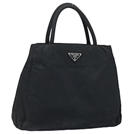 PRADA Borsa a mano in nylon nero argento Auth BAZ160