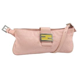 Fendi Borsa a Spalla Mamma Bucket in Pelle Rosa Argento Auth BAZ529
