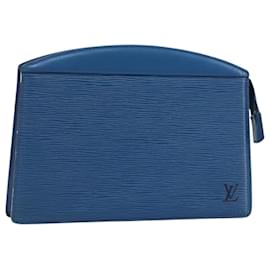 LOUIS VUITTON Pochette Crete Epi Blu M48405 LV Auth BAZ283