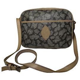 Vintage Yves Saint Laurent Leder Schultertasche Schwarz Grau Braun