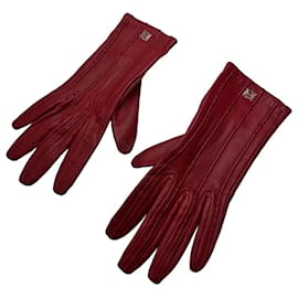 Rote Vintage Loewe Lederhandschuhe