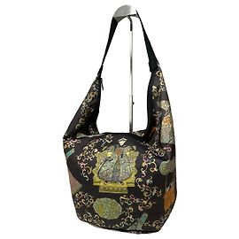 Borsa a spalla in pelle tela astratta vintage Etro nera / Multicolore