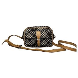 Borsa a tracolla a quadri Burberry vintage nera bianca marrone
