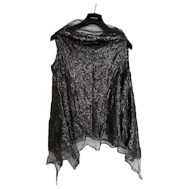 Autre Marque Top sin mangas de tul negro con lentejuelas de Marc Le Bihan