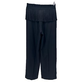 Autre Marque Pantalón negro con flecos de lana