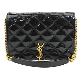 Borsa a spalla in pelle verniciata nera Saint Laurent