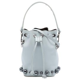 Borsa a secchiello Mon Tresor Mini in pelle grigia perla Fendi
