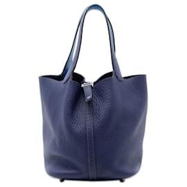 Hermès Picotin Lock 22 in pelle Clemence blu