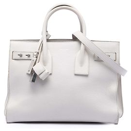 Borsa Sac De Jour in pelle di vitello grana bianca morbida di Saint Laurent