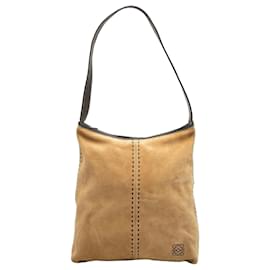 Borsa a Spalla in Pelle Scamosciata Marrone Anagram LOEWE