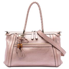 Borsa Bella in pelle di vitello metalizzata rosa Gucci