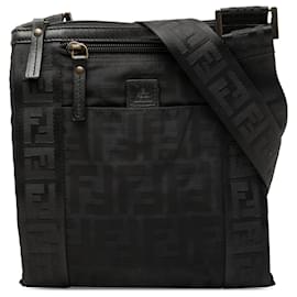 Borsa a tracolla in tela Zucca nera Fendi