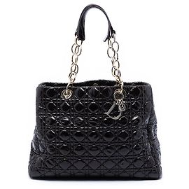 Dior Schwarz Große Patent Cannage Lady Dior Soft Einkaufstasche