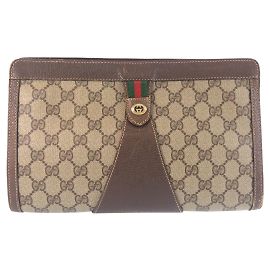 Gucci Vintage Clutch Bag GG Supreme aus Canvas/Leder